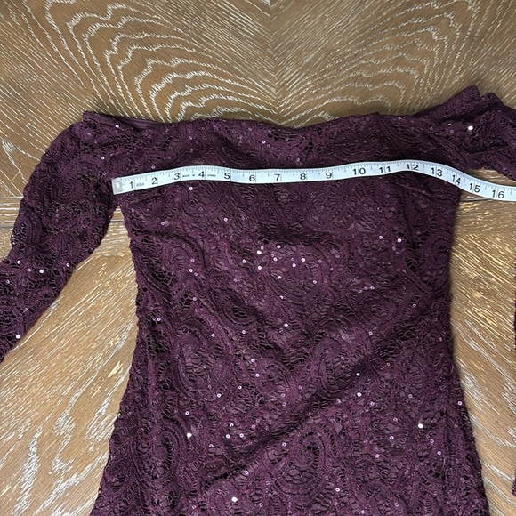 MY MICHELLE Strapless long sleeves Sequins Burgundy mini Dress - Picture 12 of 15